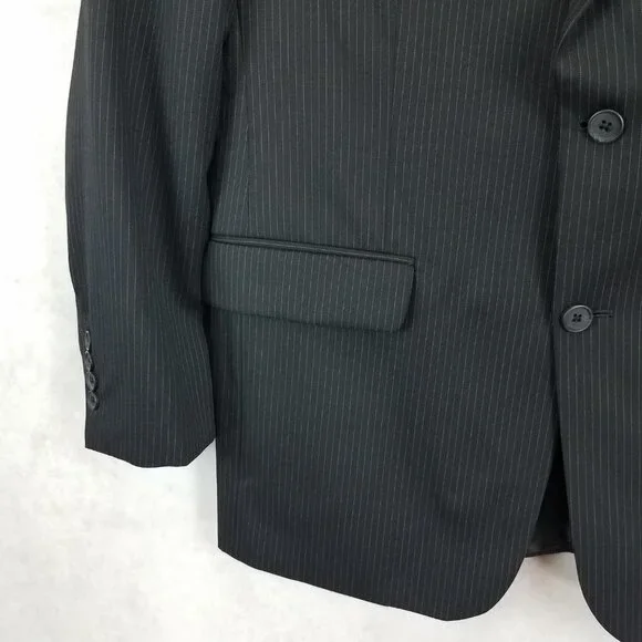 NEW Stafford Signature Men's 40 Regular Wool Blazer Suit Jacket in Black Stripe